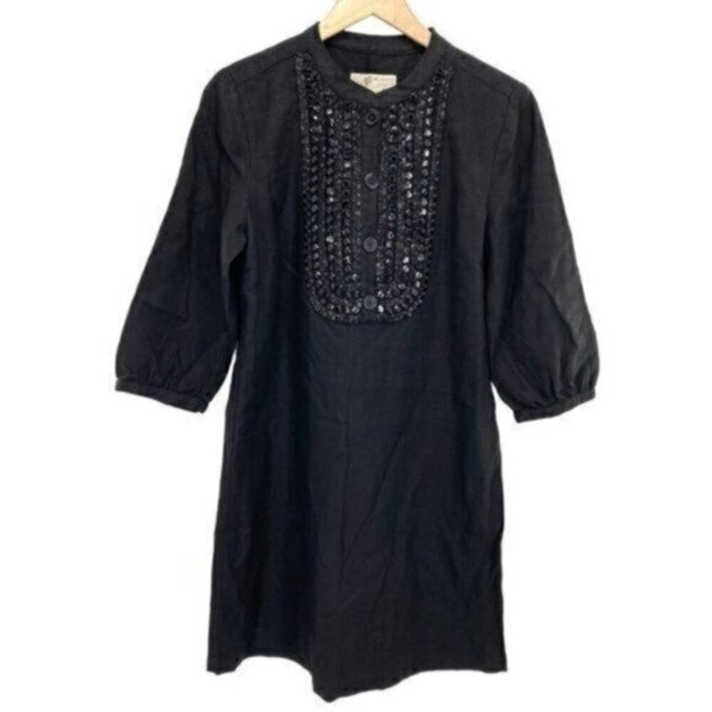 Michael Kors Womens Linen Black Beaded Dress